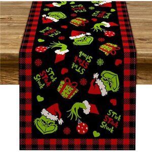 Table Runner Merry Christmas Buffalo Plaid Check Winter Holiday - 13" x 72"